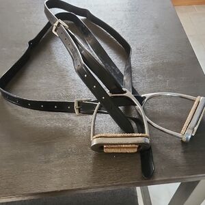 English Leather Stirrup Irons And Straps For Saddle Horse Tack